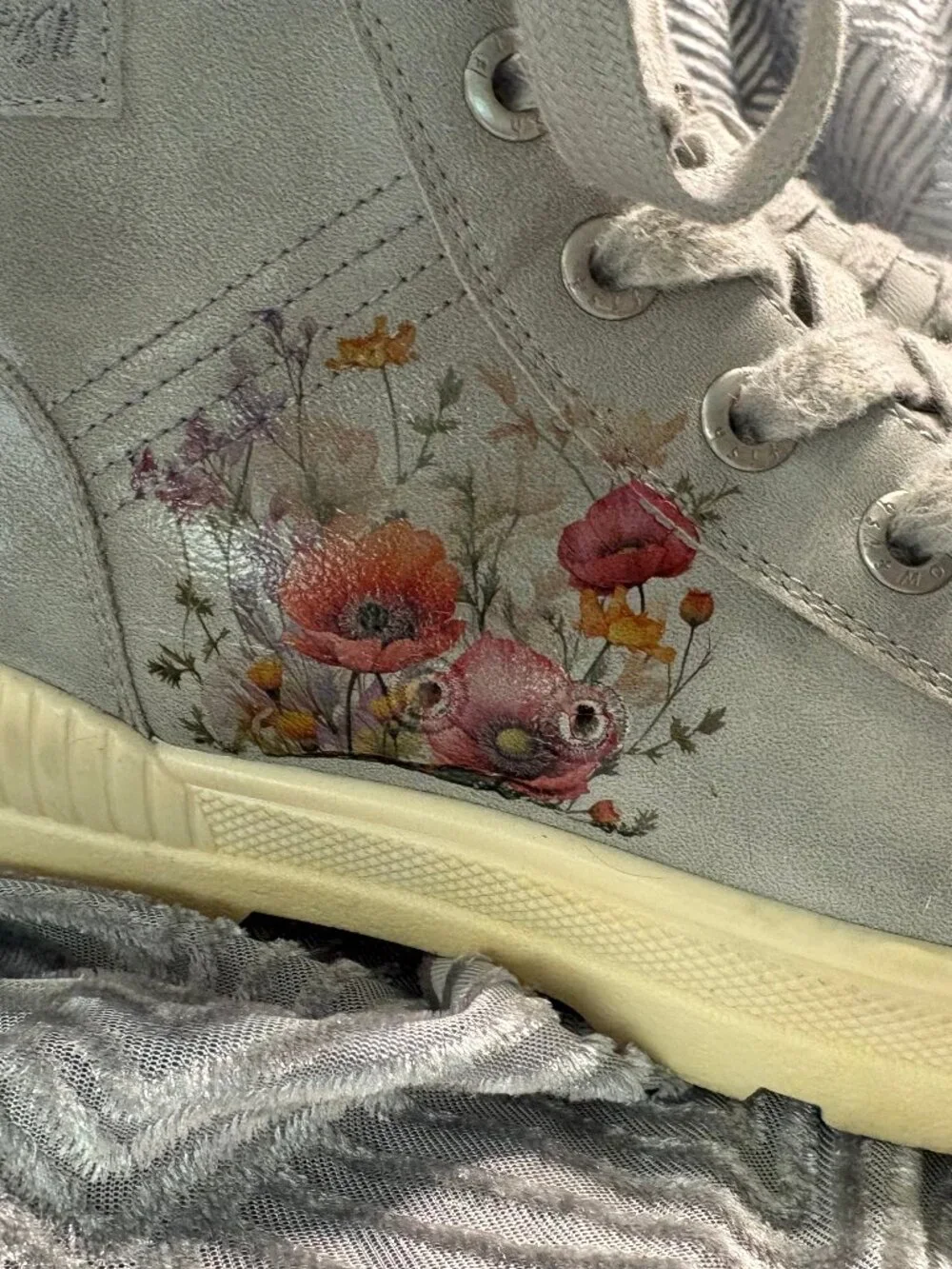 Upcycled Floral High-Top Sneakers | Hand-Embellished Blowfish Shoes | Women’s Si